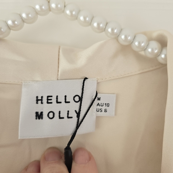 NWT Hello Molly Silky Girl Vibes Satin Mini Dress Champagne 6 - Picture 6 of 9